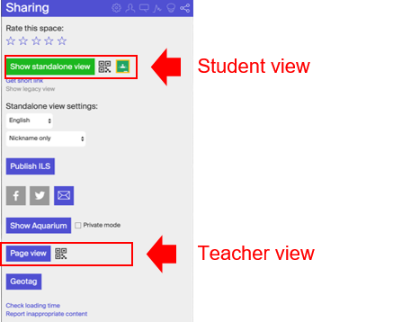 Standalone view - access for teachers